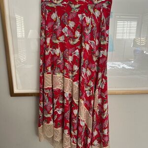 Zadig & Voltaire Red Floral Asymmetrical Skirt